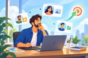 Freelance graphic designer finding better design leads and high-quality clients online through networking and lead generation platforms
