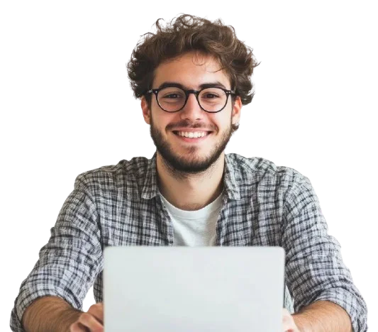 Freelancer using a laptop to find remote jobs through Ojiiz.